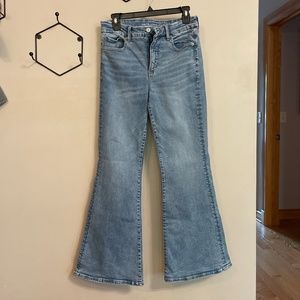 American Eagle Size 8R Super High Rise, Super Flare Luxe Stretch Jeans